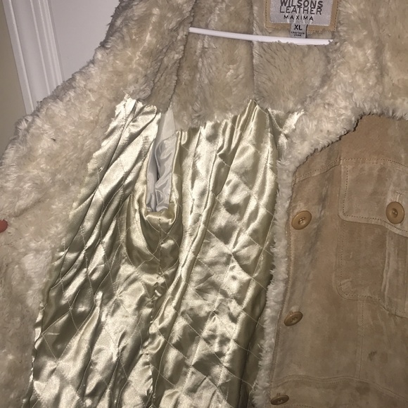 Wilsons Leather tan suede coat women XL brown cream - Picture 6 of 17